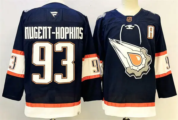 Youth Edmonton Oilers #93 Ryan Nugent-Hopkins Navy 2022 Reverse Retro Jersey